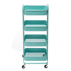 4-Tier Metal Utility Cart with Wheels Storage Shelves Organizer - 17.7x13.7x42.9