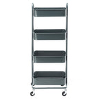 4-Tier Metal Utility Cart with Wheels Storage Shelves Organizer - 17.7x13.7x42.9