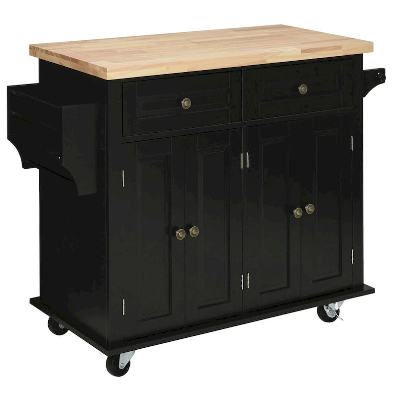 2024 NEW Modern Rolling Kitchen Island Cart with Spice Rack