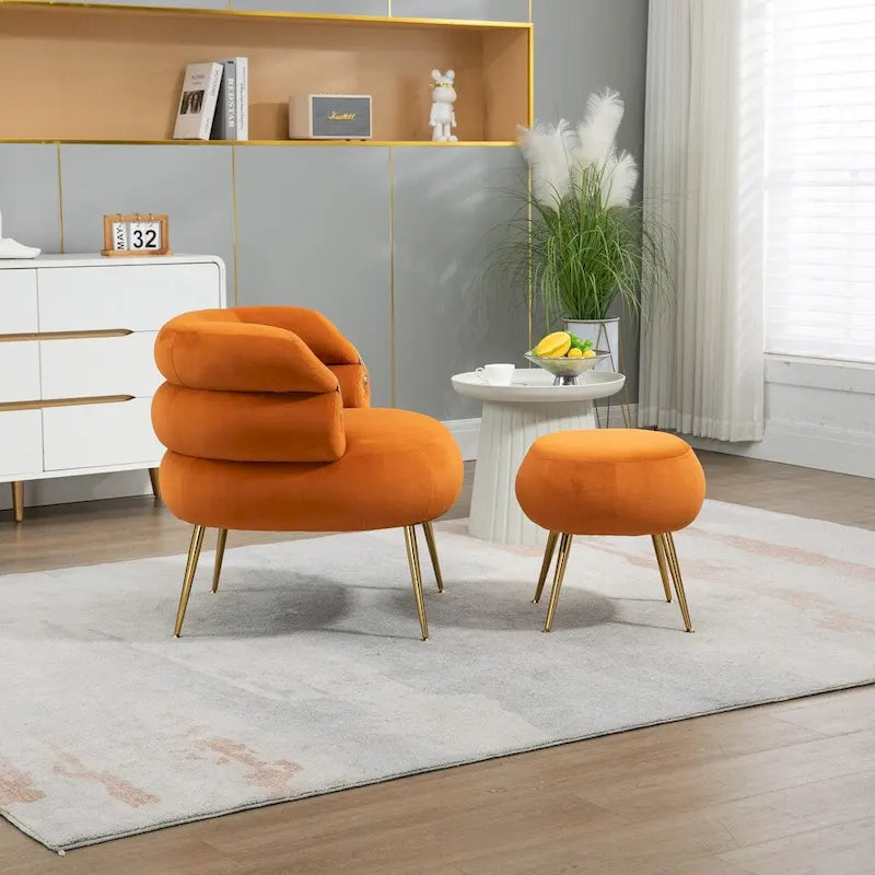 Accent Chair Modern Upholstered Armchair Tufted Chair with Metal Frame - 29.13 x 27.95 x 28.35