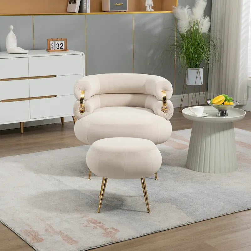 Accent Chair Modern Upholstered Armchair Tufted Chair with Metal Frame - 29.13 x 27.95 x 28.35