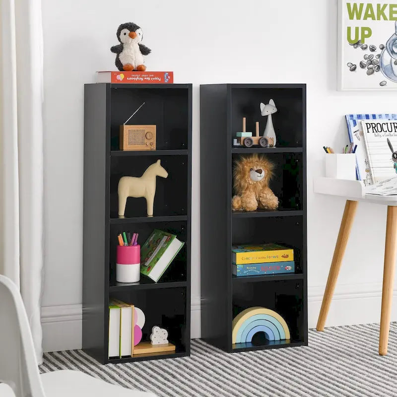 8-Tier Media Tower Rack,CD DVD Slim Storage Cabinet with Adjustable Shelves,Multi-functional double-decker bookcase