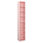 8-Tier Media Tower Rack,CD DVD Slim Storage Cabinet with Adjustable Shelves,Multi-functional double-decker bookcase