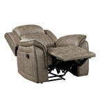 Bento 38 Inch Manual Recliner Chair, Tab Pull, Sandy Brown Microfiber