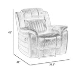 Bento 38 Inch Manual Recliner Chair, Tab Pull, Sandy Brown Microfiber
