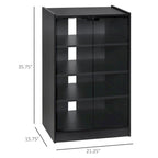 5-Tier Media Stand Cabinet with 3-Level Adjustable Shelves, Tempered Glass Doors, and Cable Management, Distressed Black