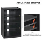5-Tier Media Stand Cabinet with 3-Level Adjustable Shelves, Tempered Glass Doors, and Cable Management, Distressed Black