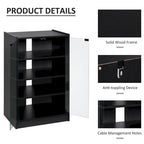 5-Tier Media Stand Cabinet with 3-Level Adjustable Shelves, Tempered Glass Doors, and Cable Management, Distressed Black