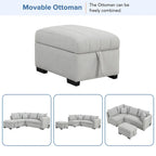 L-shaped Sectional Pull Out Sofa Bed Sleeper Sofa USB,Power Sockets and a Movable Storage Ottoman, Gray