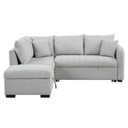 L-shaped Sectional Pull Out Sofa Bed Sleeper Sofa USB,Power Sockets and a Movable Storage Ottoman, Gray