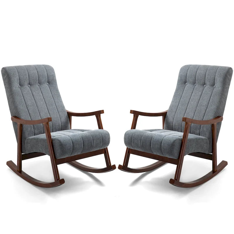 AVAWING Upholstered Rocking Chair ModernHighBackArmchair Set of 2