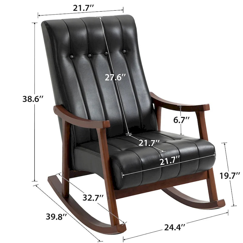 AVAWING Upholstered Rocking Chair ModernHighBackArmchair Set of 2