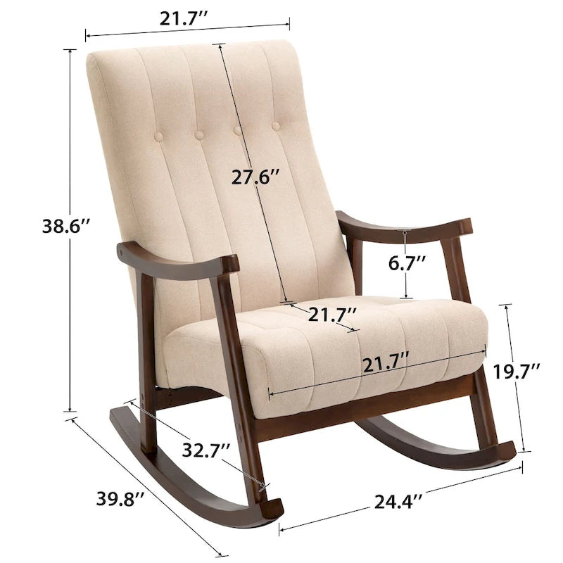 AVAWING Upholstered Rocking Chair ModernHighBackArmchair Set of 2