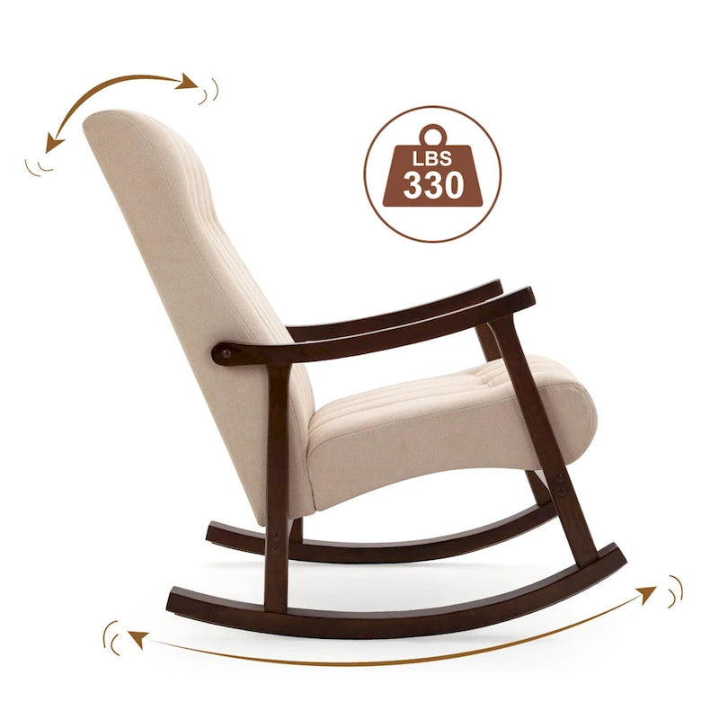 AVAWING Upholstered Rocking Chair ModernHighBackArmchair Set of 2