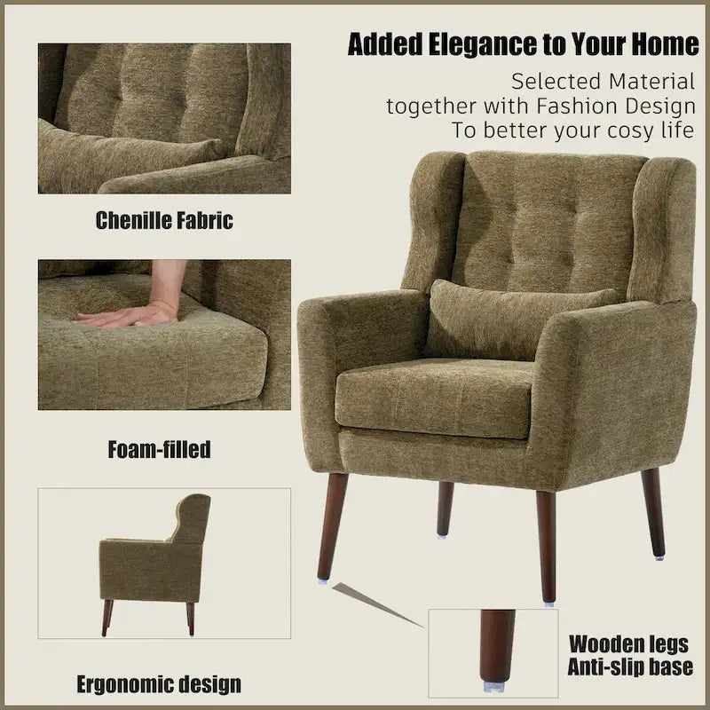 Modern Accent Chair Upholstered Foam Filled Living Room Chairs Comfy Reading Chair