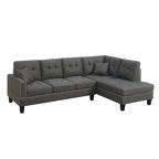 2 Piece Linen-like Fabric Sectional Sofa Set with 2 Accent Pillows
