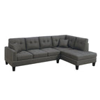 2 Piece Linen-like Fabric Sectional Sofa Set with 2 Accent Pillows