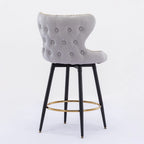 Counter Height Modern Leathaire Fabric Bar Chairs with Swivel and Tufted Gold Nailhead Trim Set of 2