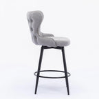 Counter Height Modern Leathaire Fabric Bar Chairs with Swivel and Tufted Gold Nailhead Trim Set of 2