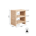 Spiroa 22 Coastal Bohemian Rattan/Wood 3 Tier End Table, Natural, by JONATHAN Y - 22.04