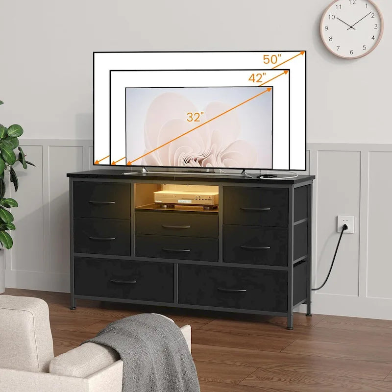 Dresser TV Stand with Power Outlet & Led for 55 TV - 55 inches
