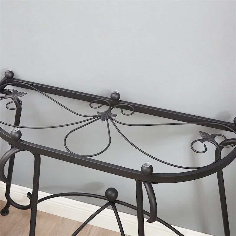 Tempered Glass Table Coffee Table with Metal Frame
