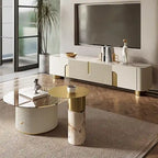 78.7 Media Console with 3 Drawers, white Color, Sintered Stone Table-top - 78.74