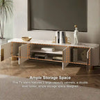 78.7 Media Console with 3 Drawers, white Color, Sintered Stone Table-top - 78.74