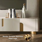 78.7 Media Console with 3 Drawers, white Color, Sintered Stone Table-top - 78.74
