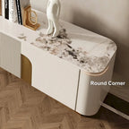 78.7 Media Console with 3 Drawers, white Color, Sintered Stone Table-top - 78.74