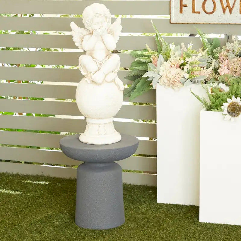 Magnesium Oxide Outdoor Accent Table - Dark Gray or White - Roche River Decor