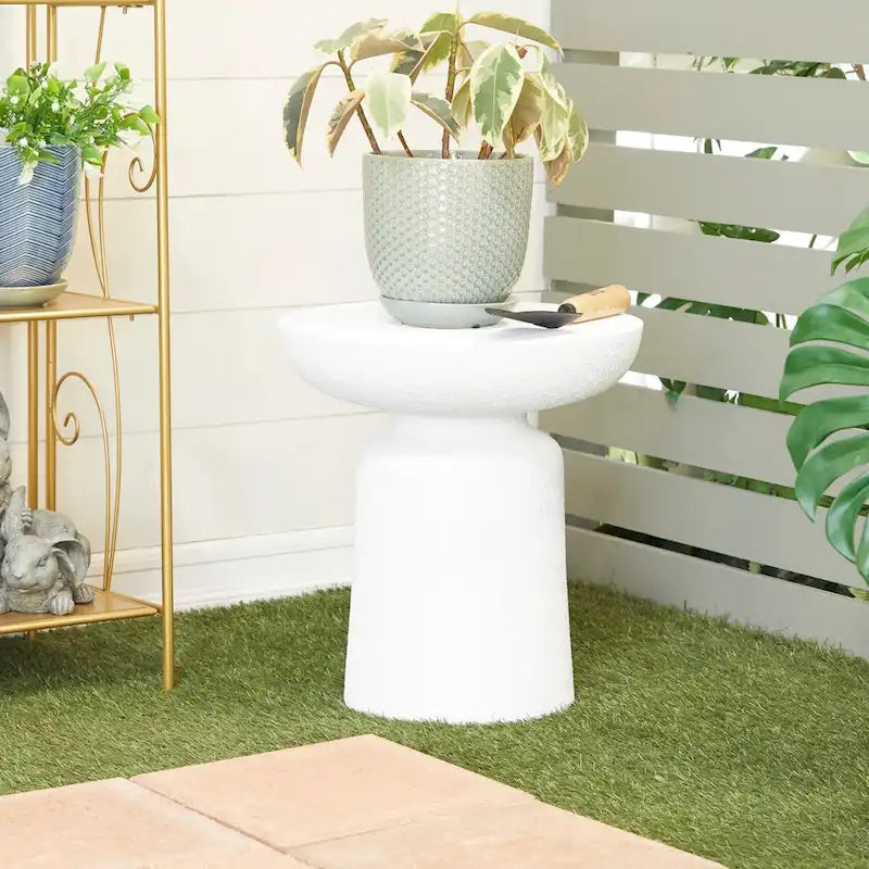 Magnesium Oxide Outdoor Accent Table - Dark Gray or White - Roche River Decor