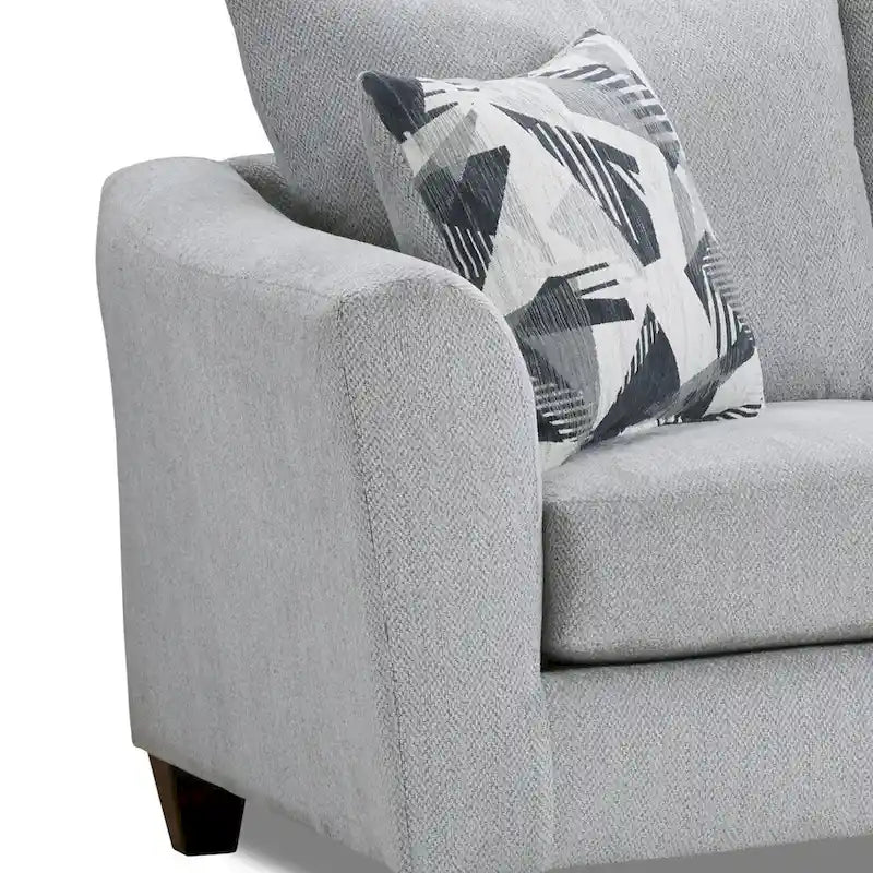 Roundhill Furniture Duleek 2-Piece Living Room Set, Sofa and Cocktail Ottoman, Herringbone Silver