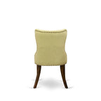 East West Furniture Dining Table Set- a Dining Table & Limelight Linen Fabric Chairs, Distressed Jacobean(Pieces Option)