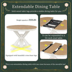 Dining Table Set with Extendable Table and 4 Upholstered Chairs