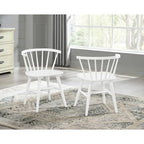 Roundhill Alwynn White and Natural Wood 7-piece Dining Set, Dining Table with 6 Windsor Chairs