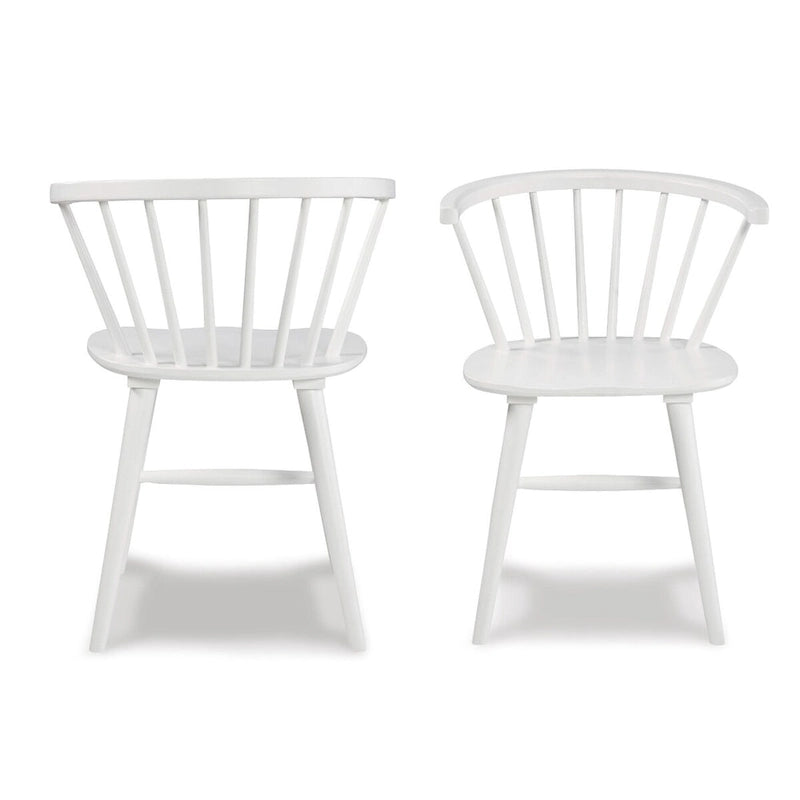Roundhill Alwynn White and Natural Wood 7-piece Dining Set, Dining Table with 6 Windsor Chairs