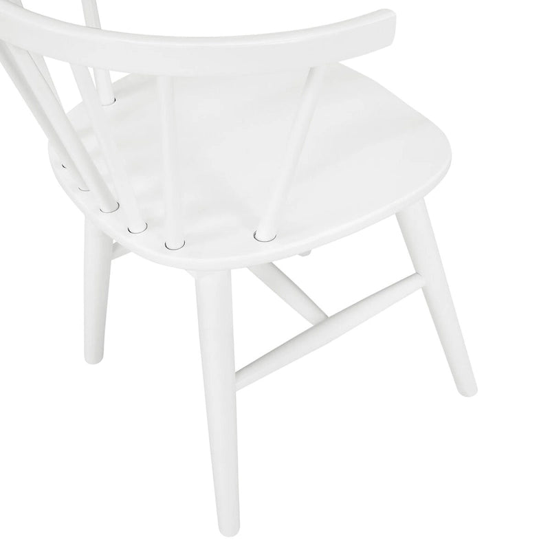 Roundhill Alwynn White and Natural Wood 7-piece Dining Set, Dining Table with 6 Windsor Chairs