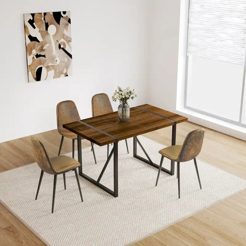 Mid Century Wooden Kitchen Table Set for Restaurant 5 Piece Sets