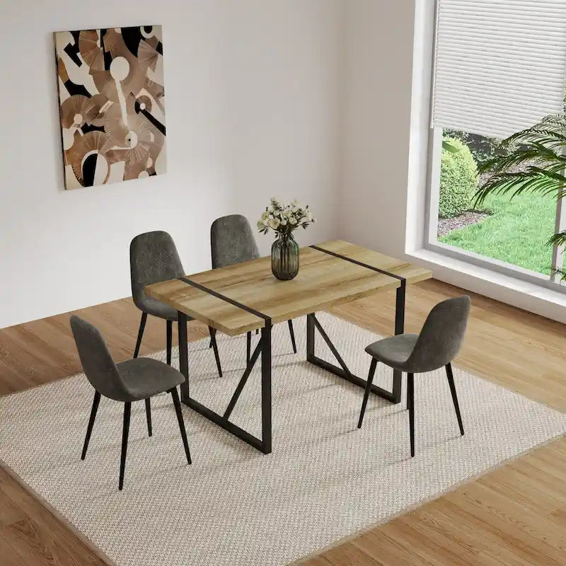 Mid Century Wooden Kitchen Table Set for Restaurant 5 Piece Sets