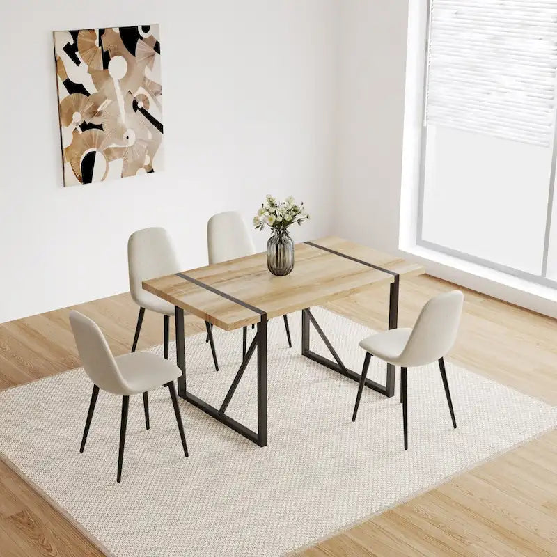 Mid Century Wooden Kitchen Table Set for Restaurant 5 Piece Sets