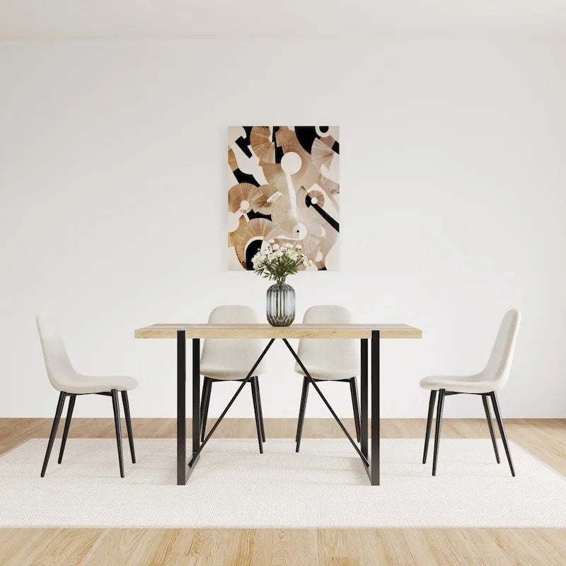 Mid Century Wooden Kitchen Table Set for Restaurant 5 Piece Sets