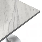 LeisureMod Verve Square Dining Table with Resin Tabletop and White Steel Base for Kitchen and Dining Room