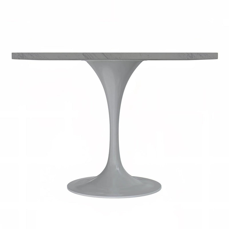 LeisureMod Verve Square Dining Table with Resin Tabletop and White Steel Base for Kitchen and Dining Room