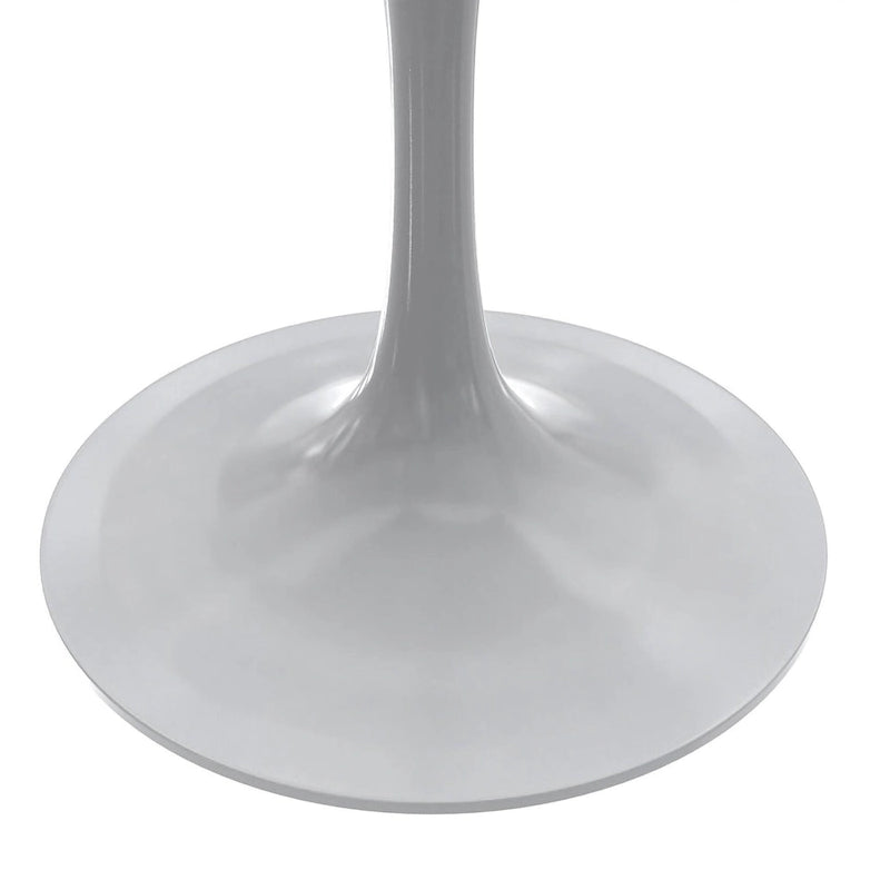 LeisureMod Verve Square Dining Table with Resin Tabletop and White Steel Base for Kitchen and Dining Room