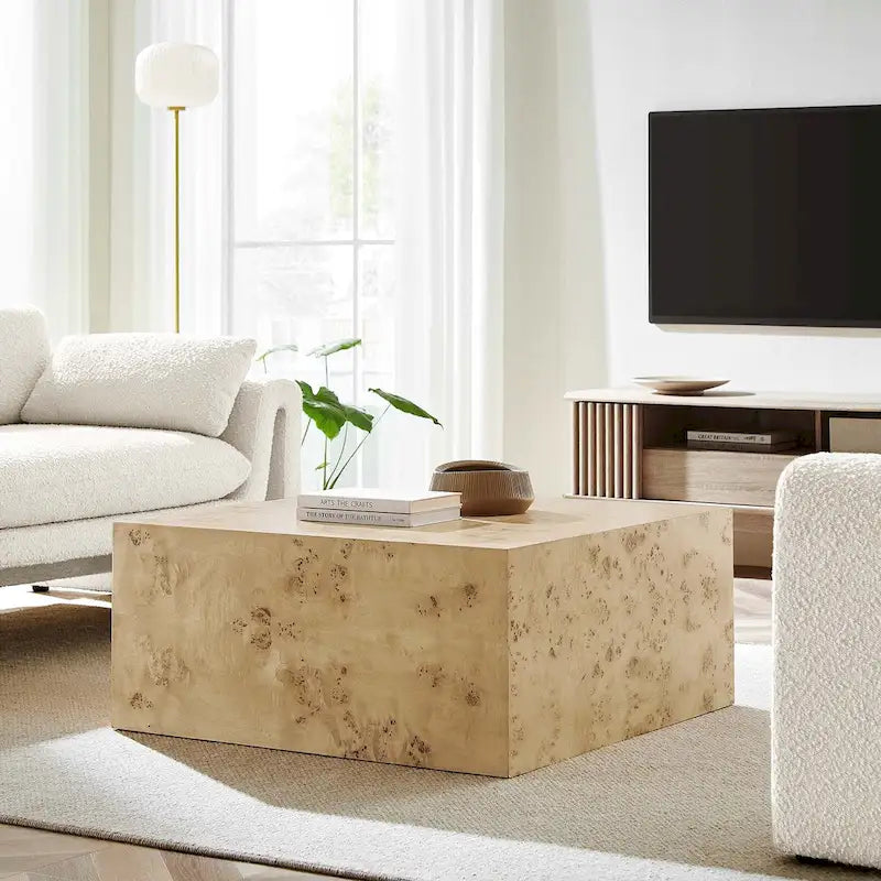 Cosmos 36 Square Burl Wood Coffee Table - N/A