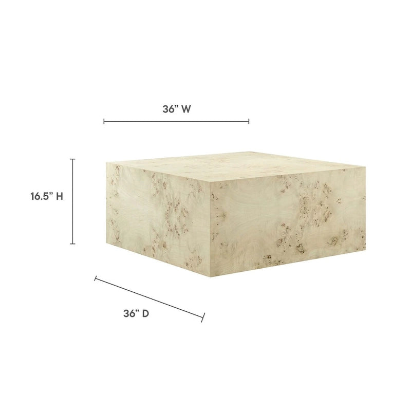 Cosmos 36 Square Burl Wood Coffee Table - N/A