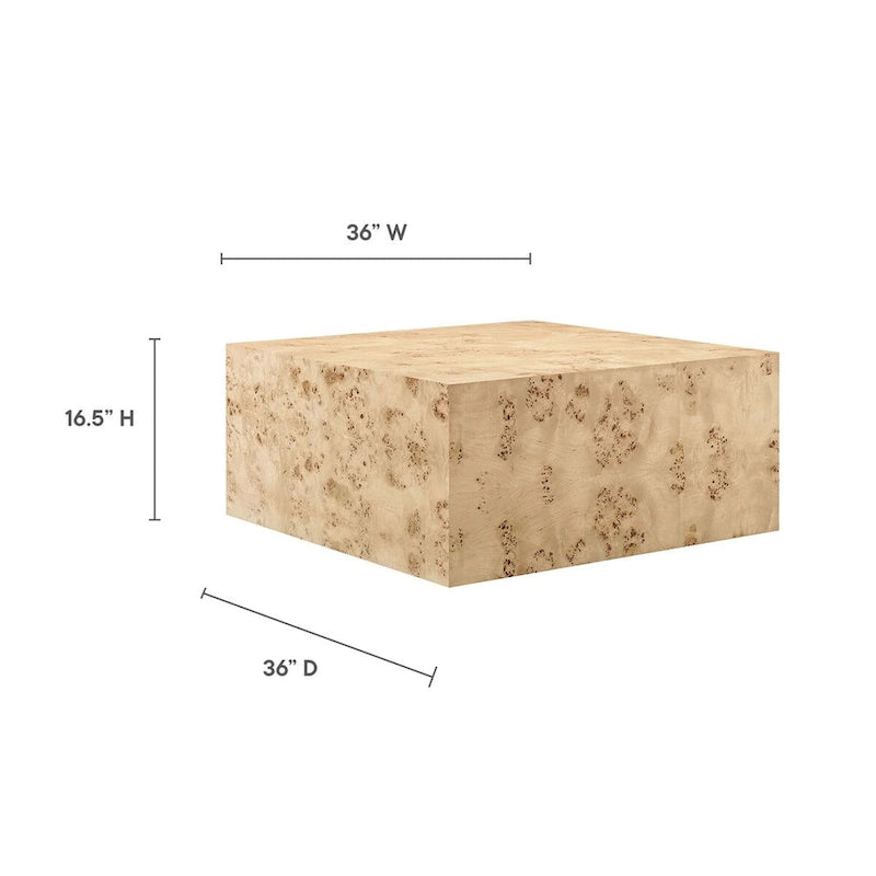 Cosmos 36 Square Burl Wood Coffee Table - N/A