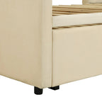 Velvet Upholstered Twin Daybed, Pop Up Trundle, Expandable to King Size, Versatile