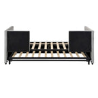 Velvet Upholstered Twin Daybed, Pop Up Trundle, Expandable to King Size, Versatile